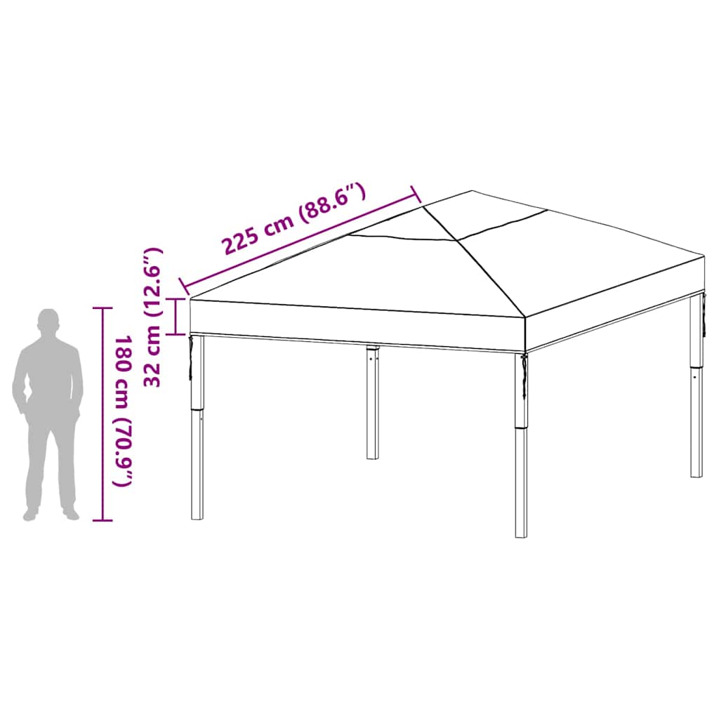 Ersatzbezug für Pavillon Transparent 300 x 300 x 26 cm PVC
