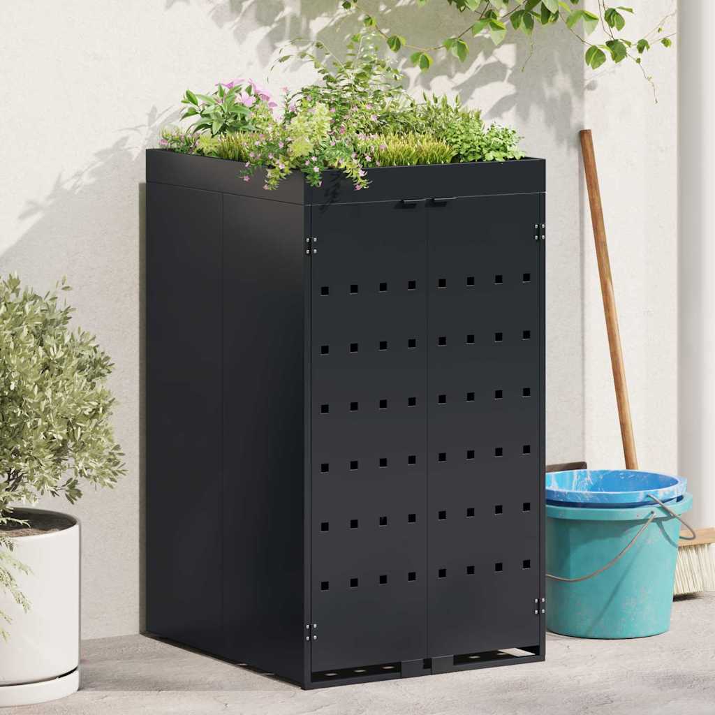 Mülltonnenbox für 2 Tonnen Schwarz 138x79x117 cm Stahl