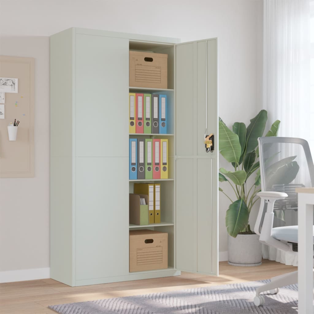 Aktenschrank mit 2 Türen Grau 90 cm Stahl