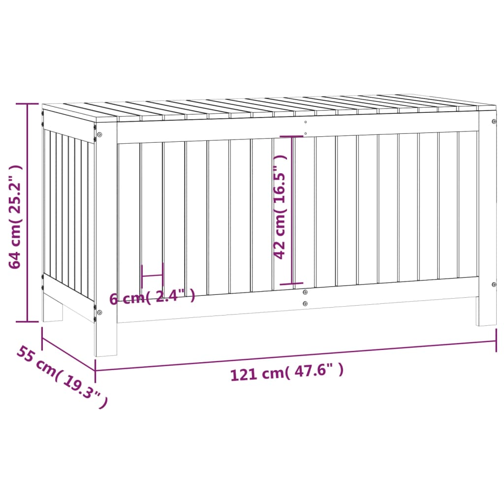 Gartentruhe Grau 76x42,5x54 cm Massivholz Kiefer