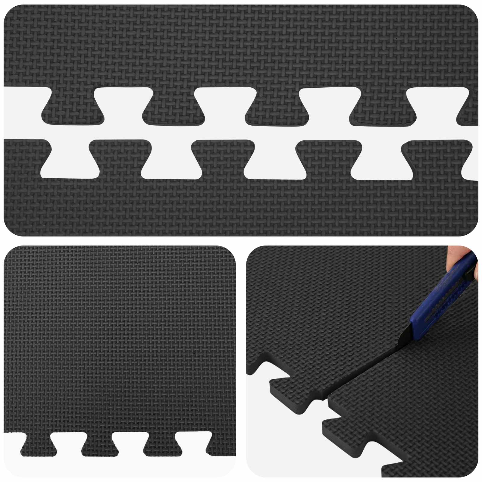 Pool Bodenteppich 6 pcs Schwarz 2,16 ㎡ EVA-Schaum