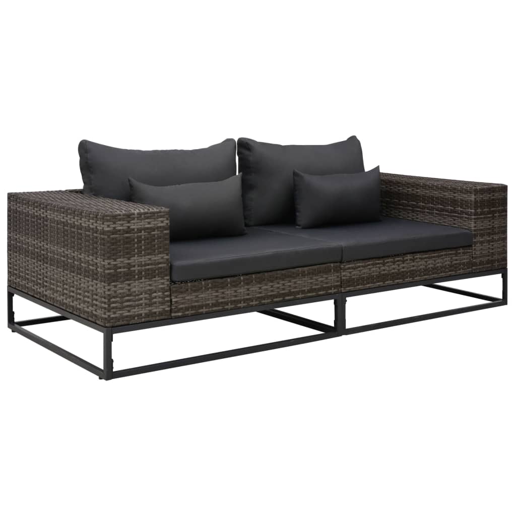 5-tlg. Garten-Sofagarnitur mit Auflagen Poly Rattan Grau
