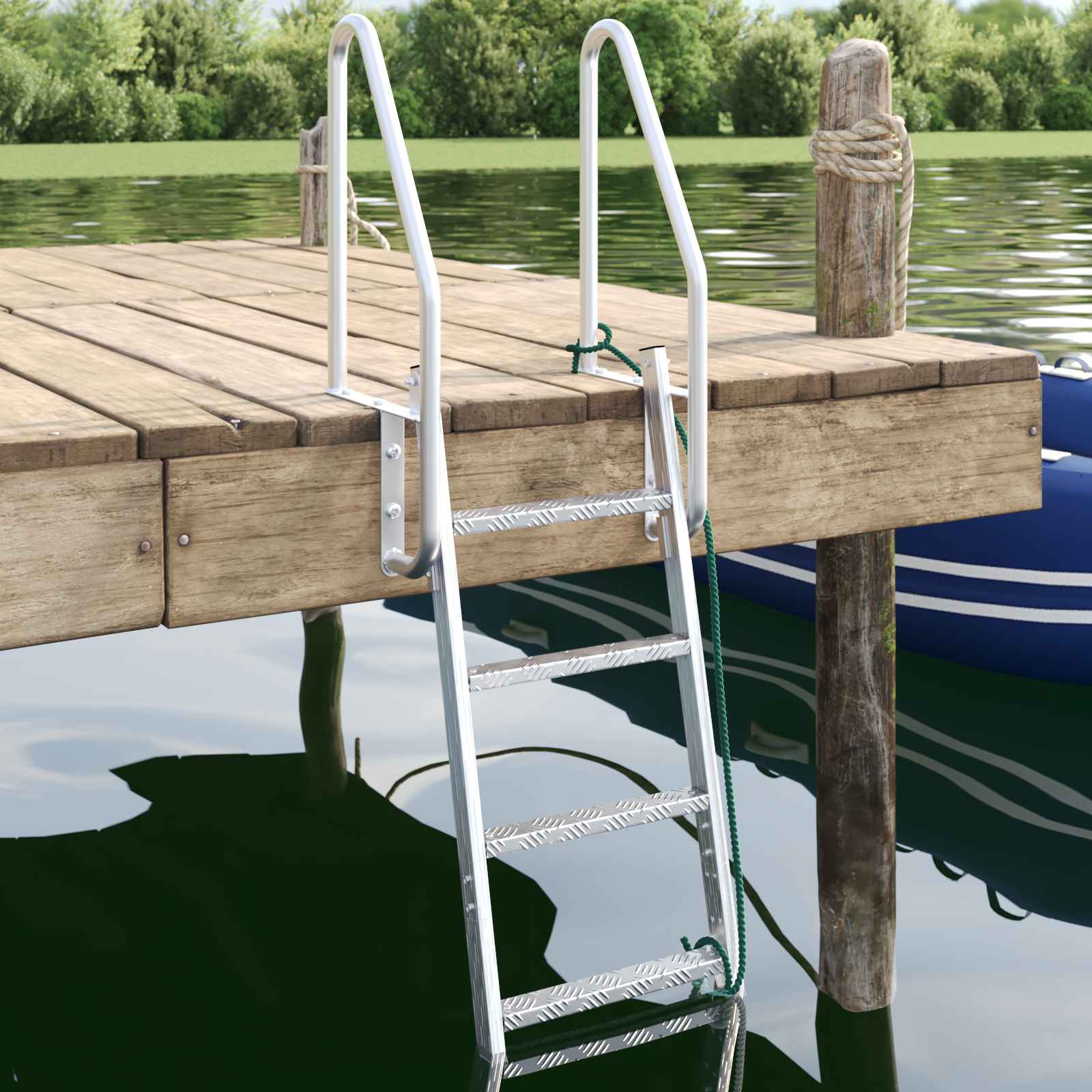 3-Stufen Dockleiter Silber 58 x 77 x 144 cm Aluminium