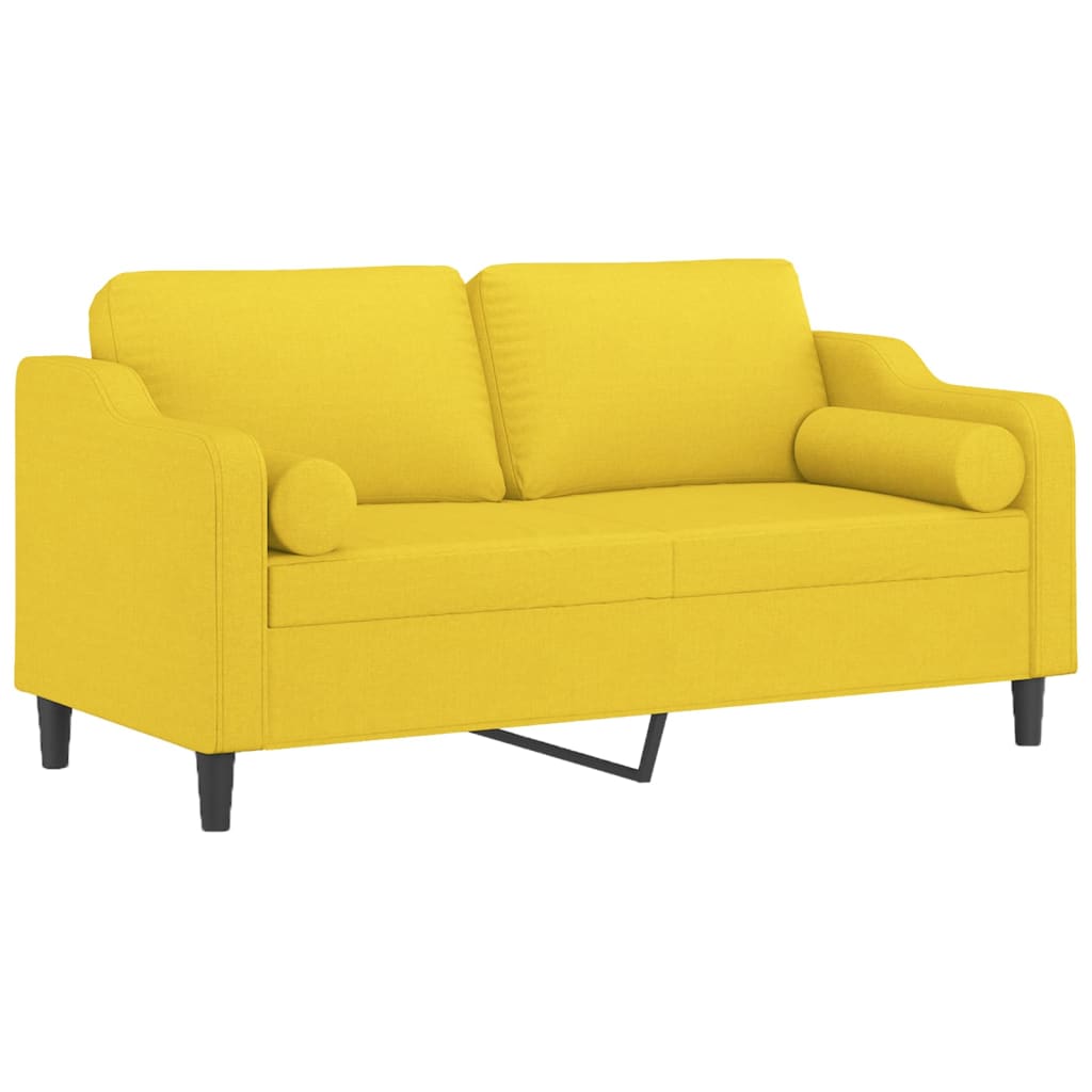 2-Sitzer-Sofa mit Zierkissen Braun 120 cm Stoff