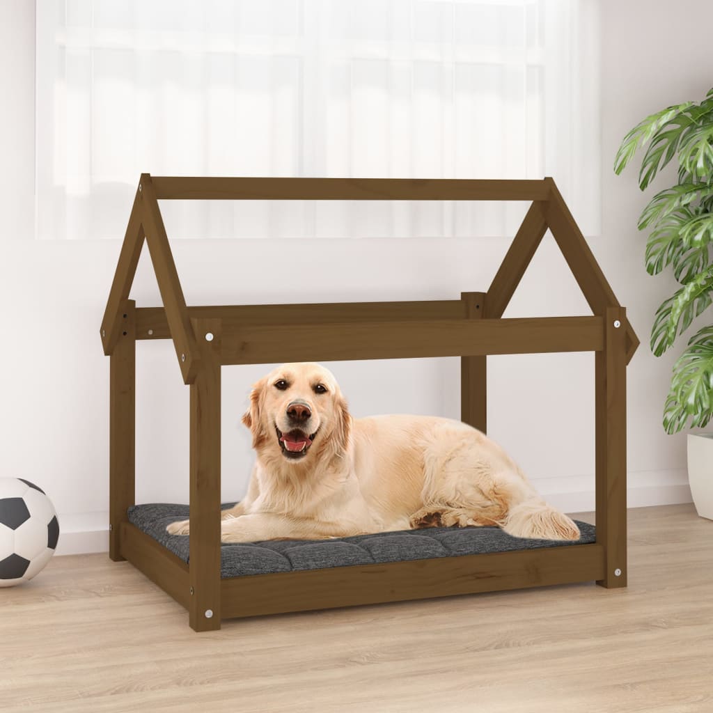 Hundebett Grau 61x50x70 cm Massivholz Kiefer