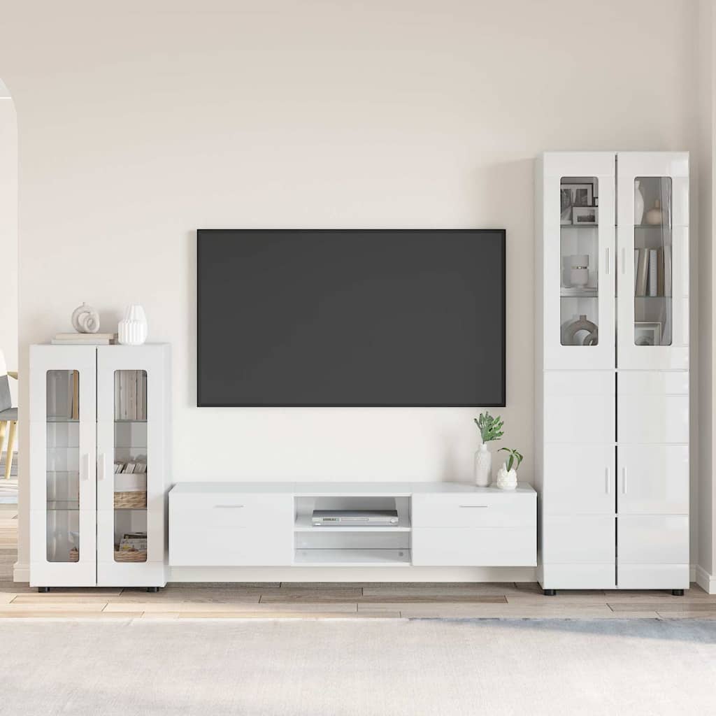 Highboard mit Regal FLORIN Weiß 60 x 35 x 182 cm Holzwerkstoff