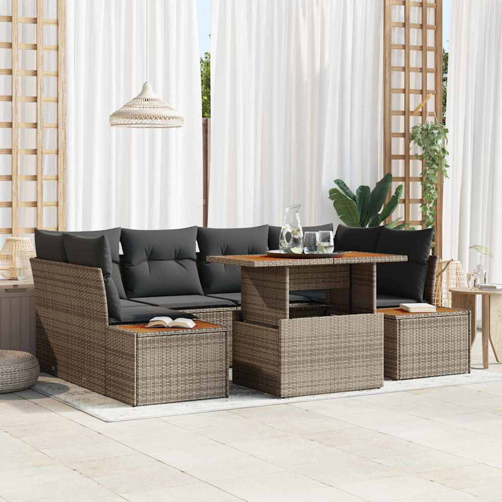 Garten Essgruppe mit Kissen 9 pcs Schwarz und Beige