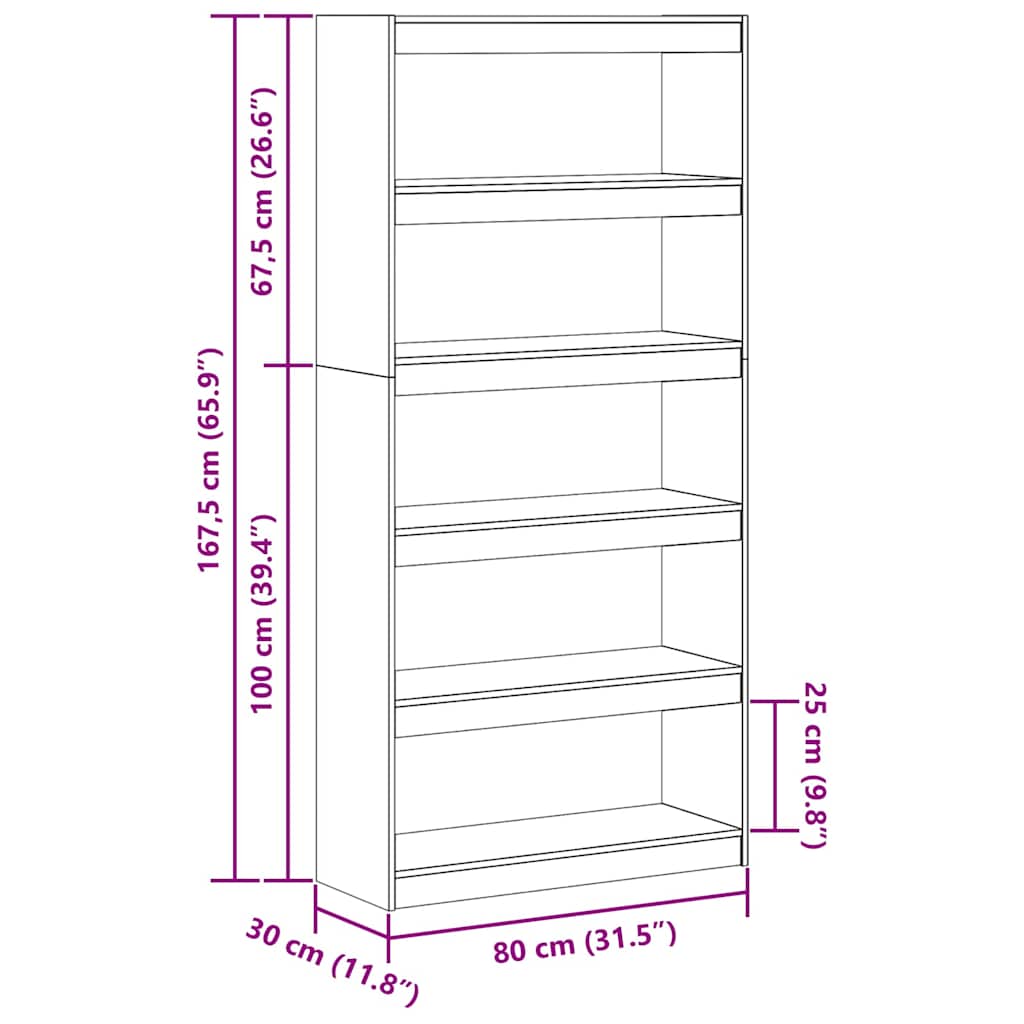 Bücherregal/Raumteiler 80x30x71,5 cm Massivholz Kiefer