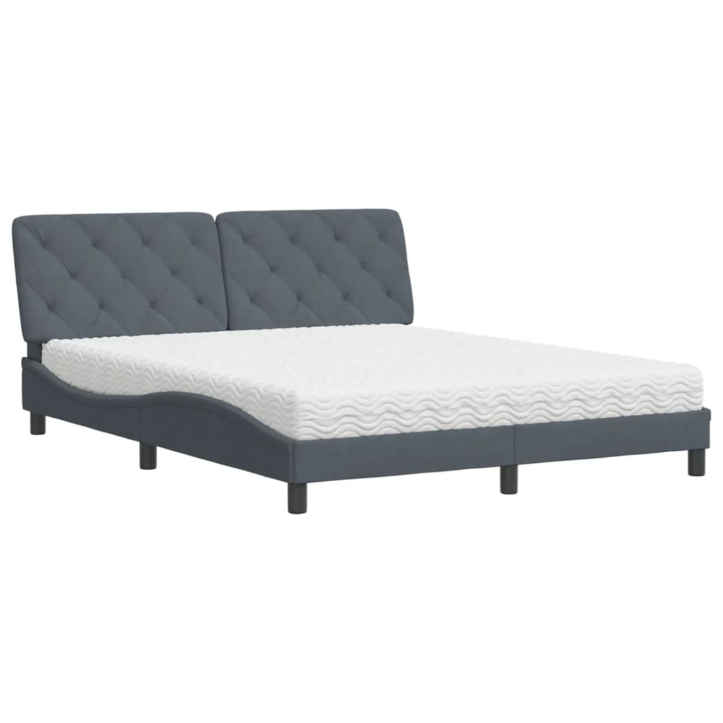 Bett mit Matratze Hellgrau 80x200 cm Samt