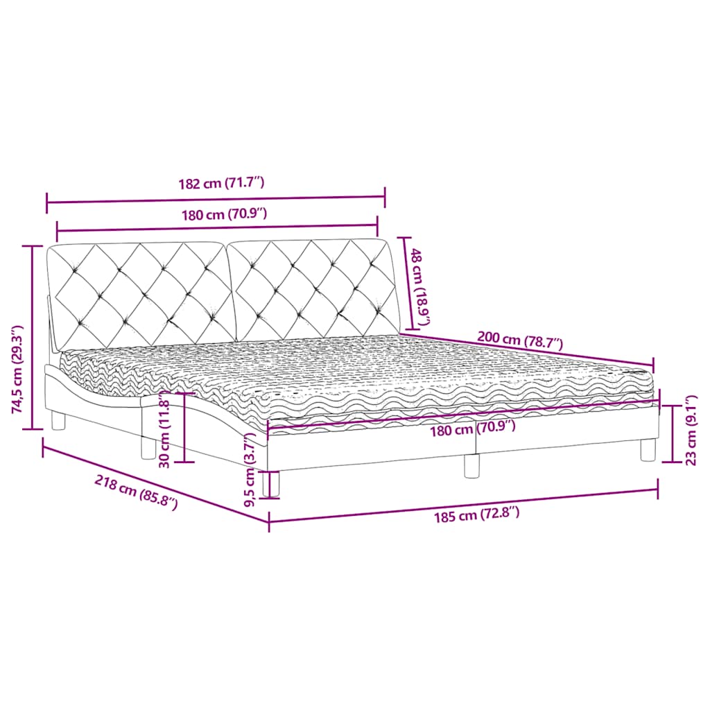 Bett mit Matratze Hellgrau 80x200 cm Samt