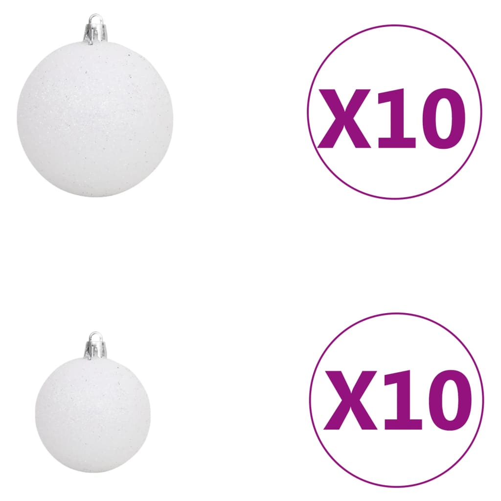 Künstlicher Weihnachtsbaum mit Beleuchtung & Kugeln Weiß 120 cm
