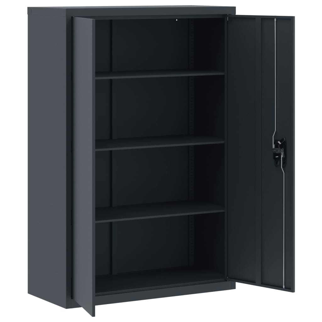 Aktenschrank mit 2 Türen Grau 90 cm Stahl