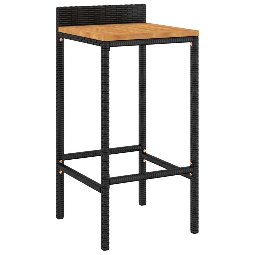 Barhocker 2 Stk. Grau Poly Rattan und Massivholz Akazie