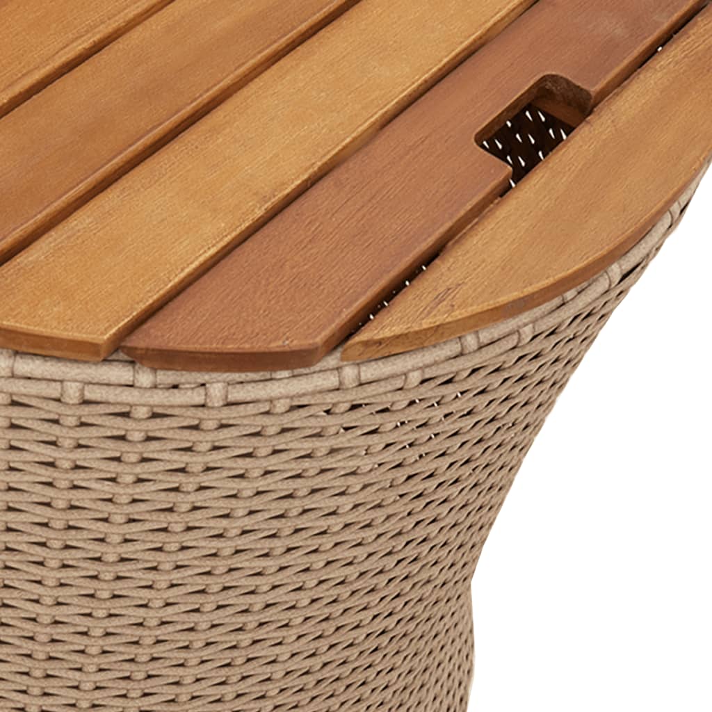 Garten-Beistelltische 2 Stk. mit Holzplatte Schwarz Poly Rattan