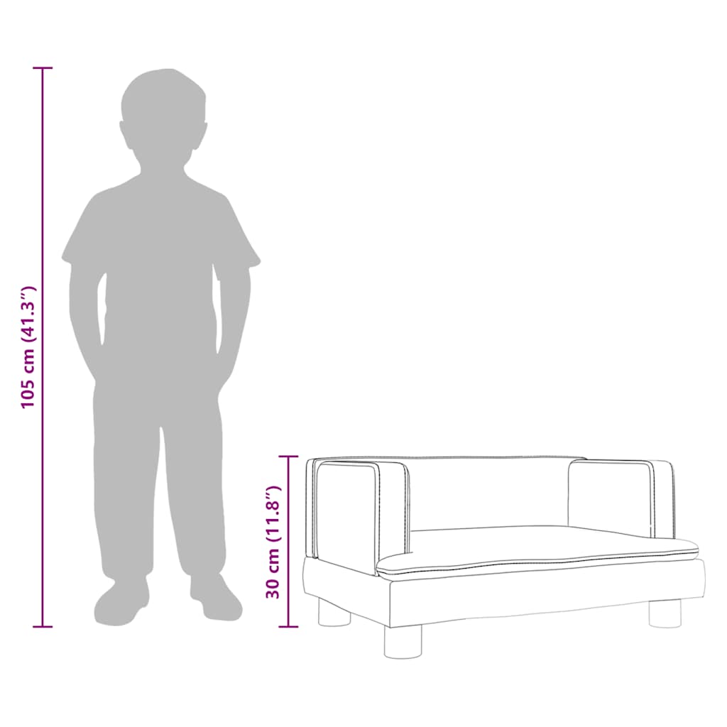 Kindersofa Blau 80x45x30 cm Samt