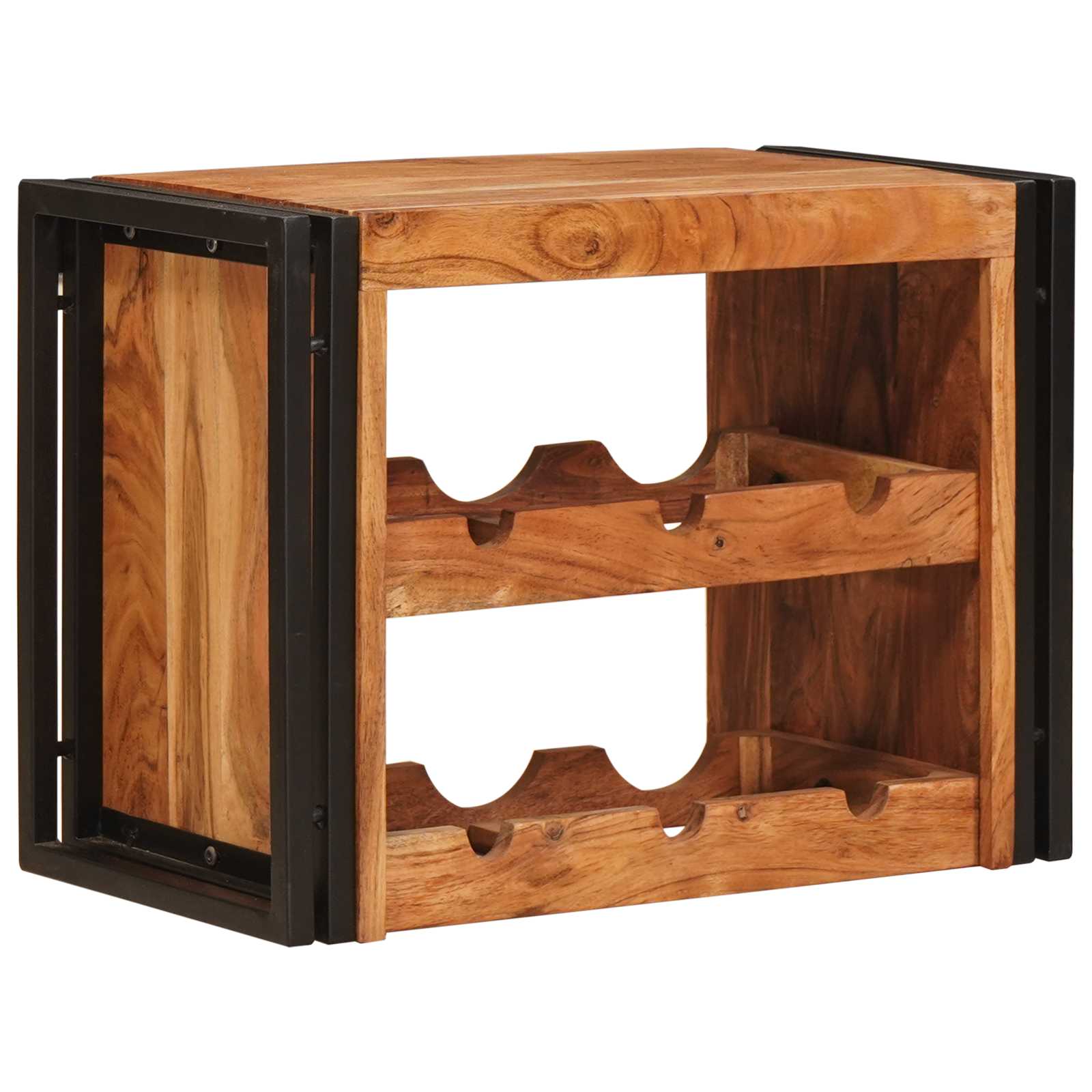 Weinregal Braun 60 x 45 x 33 cm Massives grobes Mangoholz