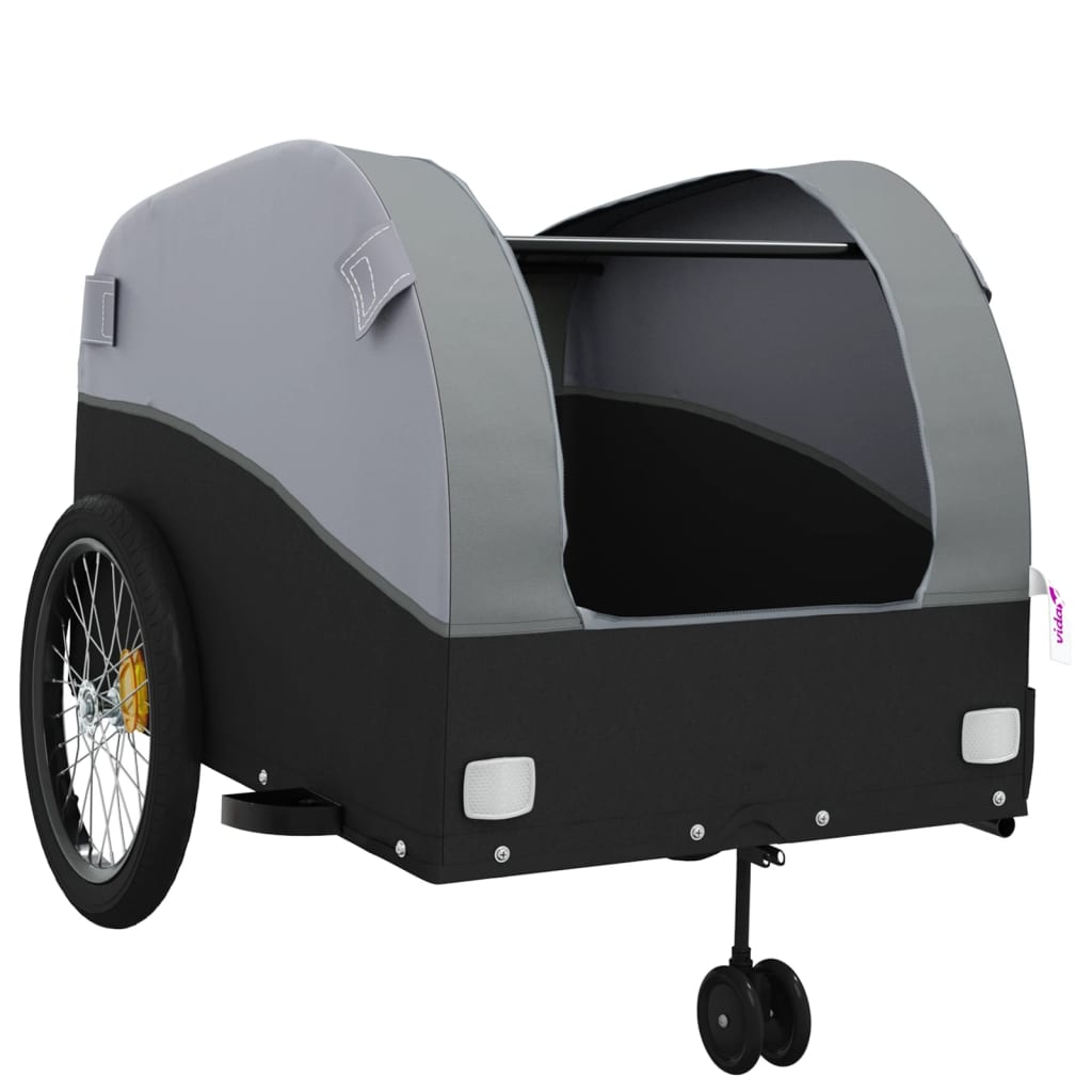 Fahrradanhänger Schwarz und Orange 30 kg Eisen
