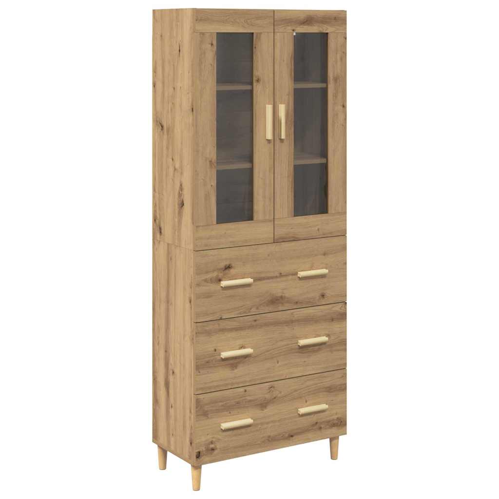 Highboard Altholz 69,5 x 34 x 180 cm Engineered Wood und Glas