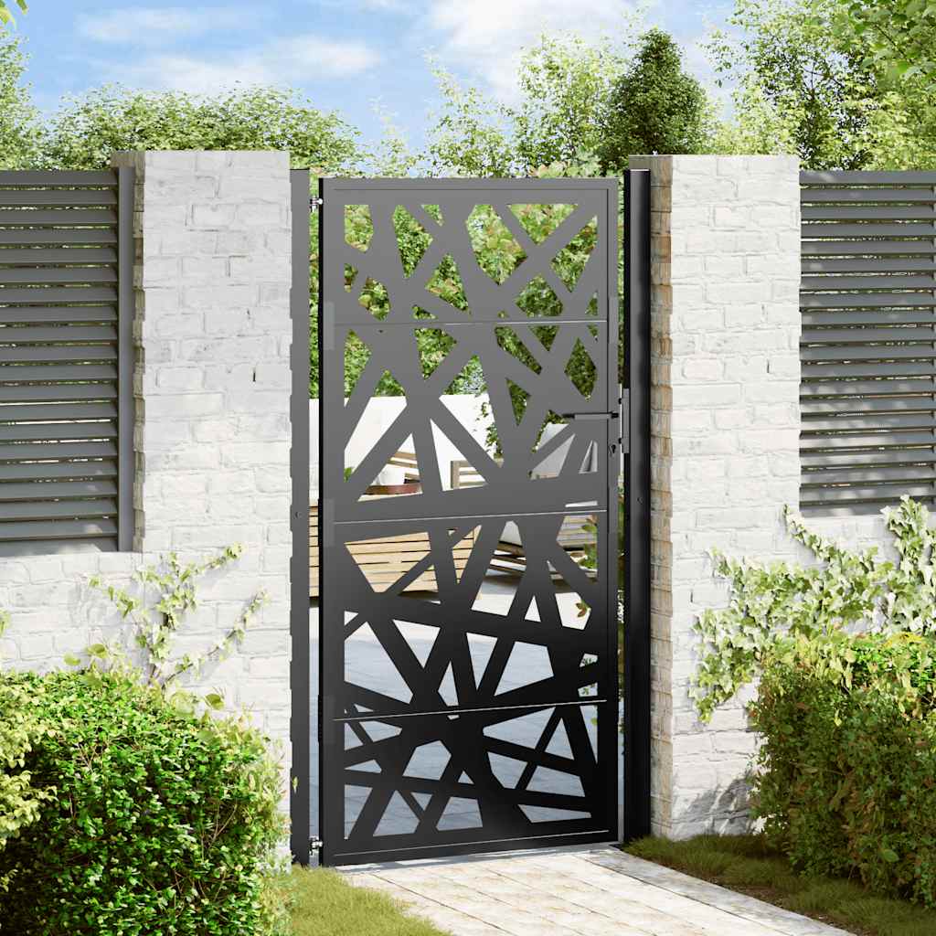Gartentor Schwarz 100x100 cm Stahl Lichtdesign