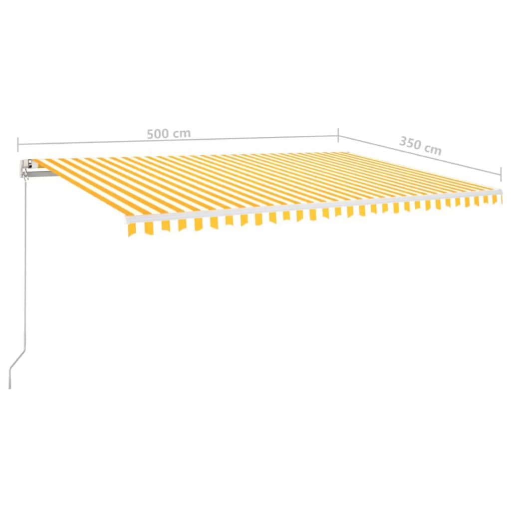 Markise Manuell Einziehbar mit LED 300x250 cm Blau und Weiß