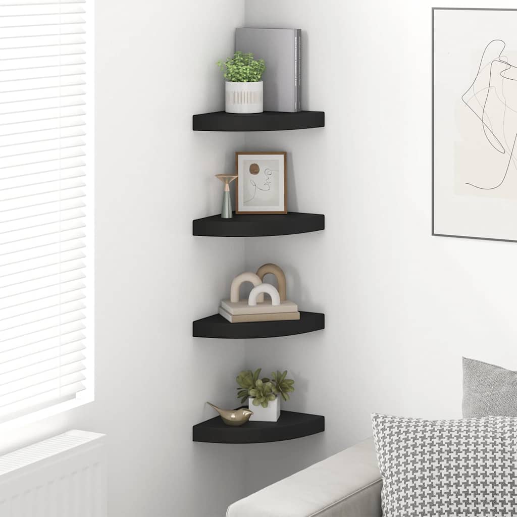 Schwebende Eckregale 2 Stk. Hochglanz-Weiß 25x25x3,8 cm MDF