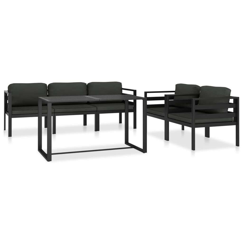 10-tlg. Garten-Lounge-Set mit Kissen Aluminium Anthrazit