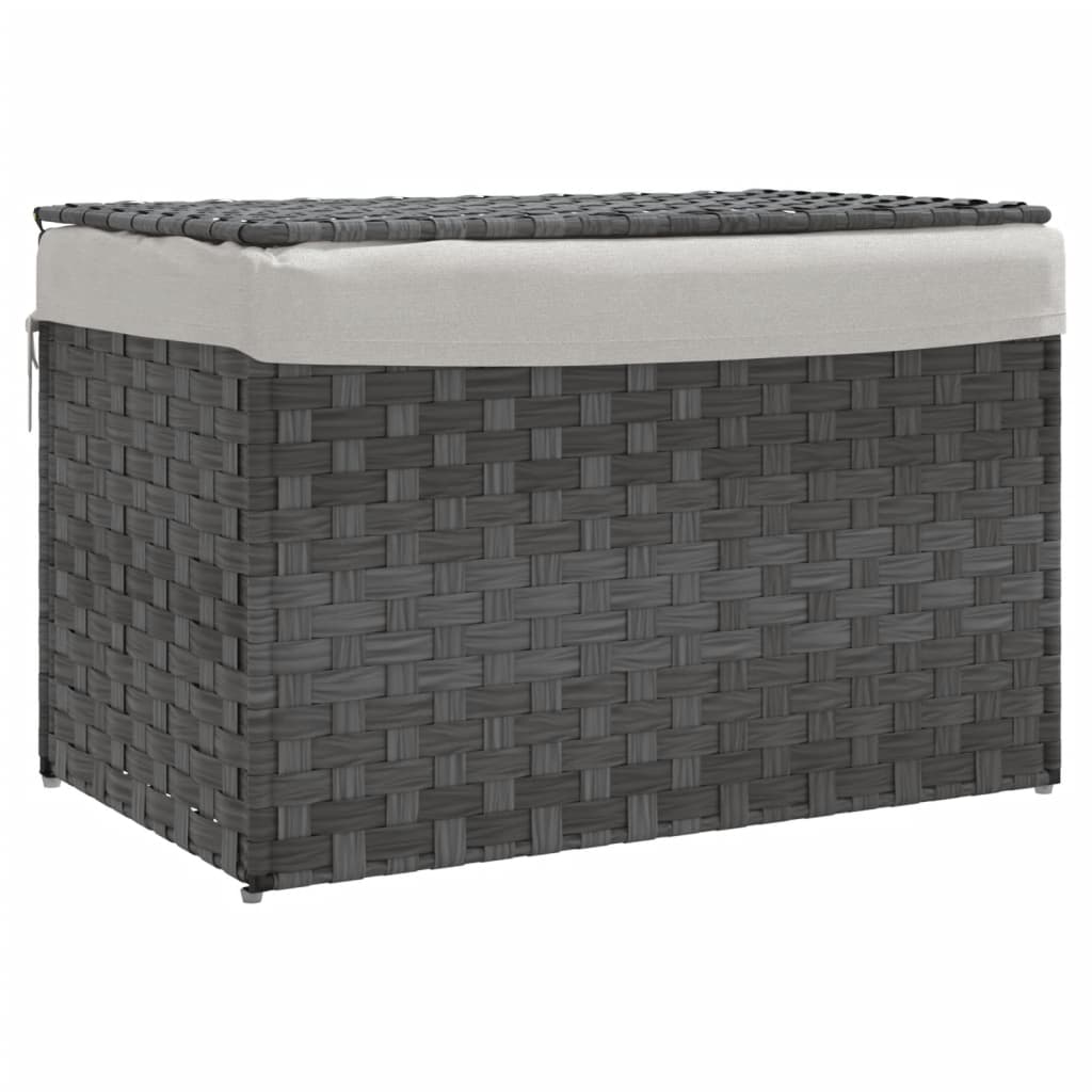 Wäschekorb mit Deckel 55,5x35x34 cm Poly Rattan