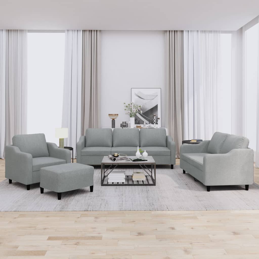 4-tlg. Sofagarnitur mit Kissen Braun Stoff