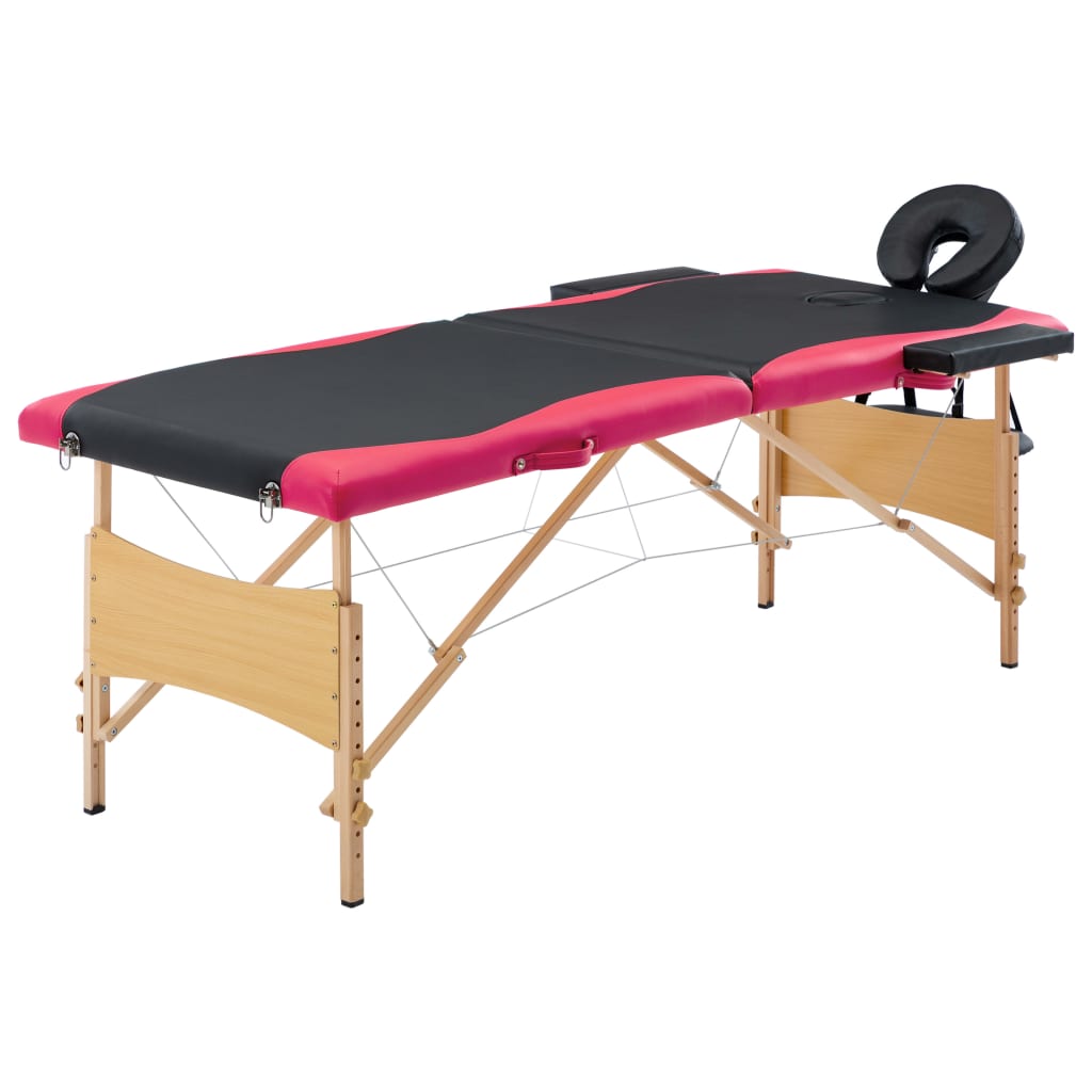 Massageliege Klappbar 2-Zonen mit Holzgestell Lila