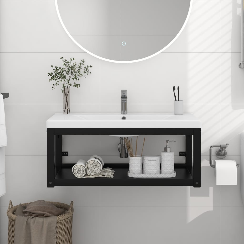 Badezimmer Wand-Waschtischgestell Weiß 59x38x31 cm Eisen