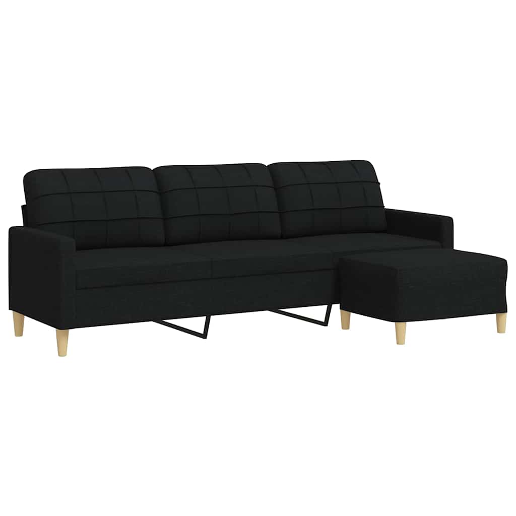 3-Sitzer-Sofa mit Hocker Taupe 180 cm Stoff