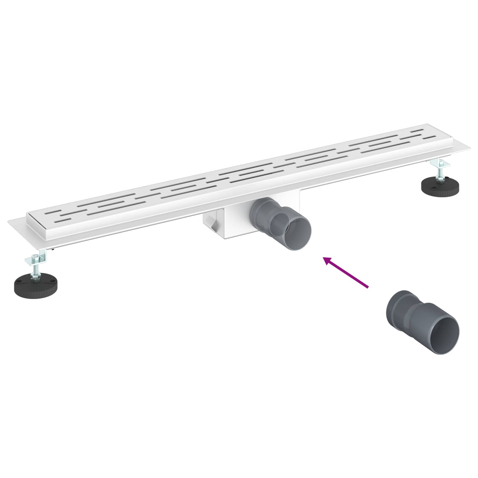 Duschabfluss mit Glasabdeckung Schwarz 50 cm Edelstahl 304