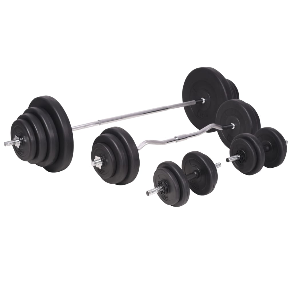Hantelbank mit Ablage, Langhantel und Kurzhantel Set 60,5 kg