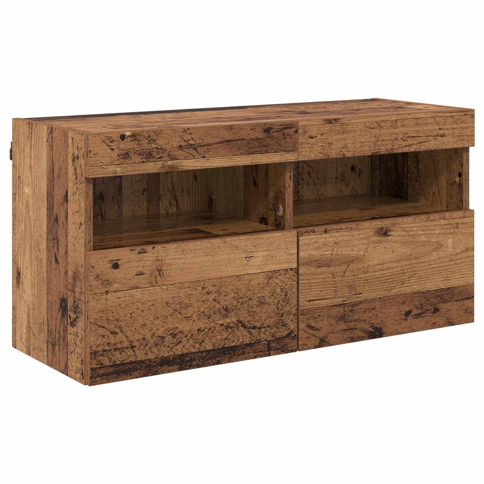 5-tlg. Wohnwand mit LED-Beleuchtung Weiß Holzwerkstoff