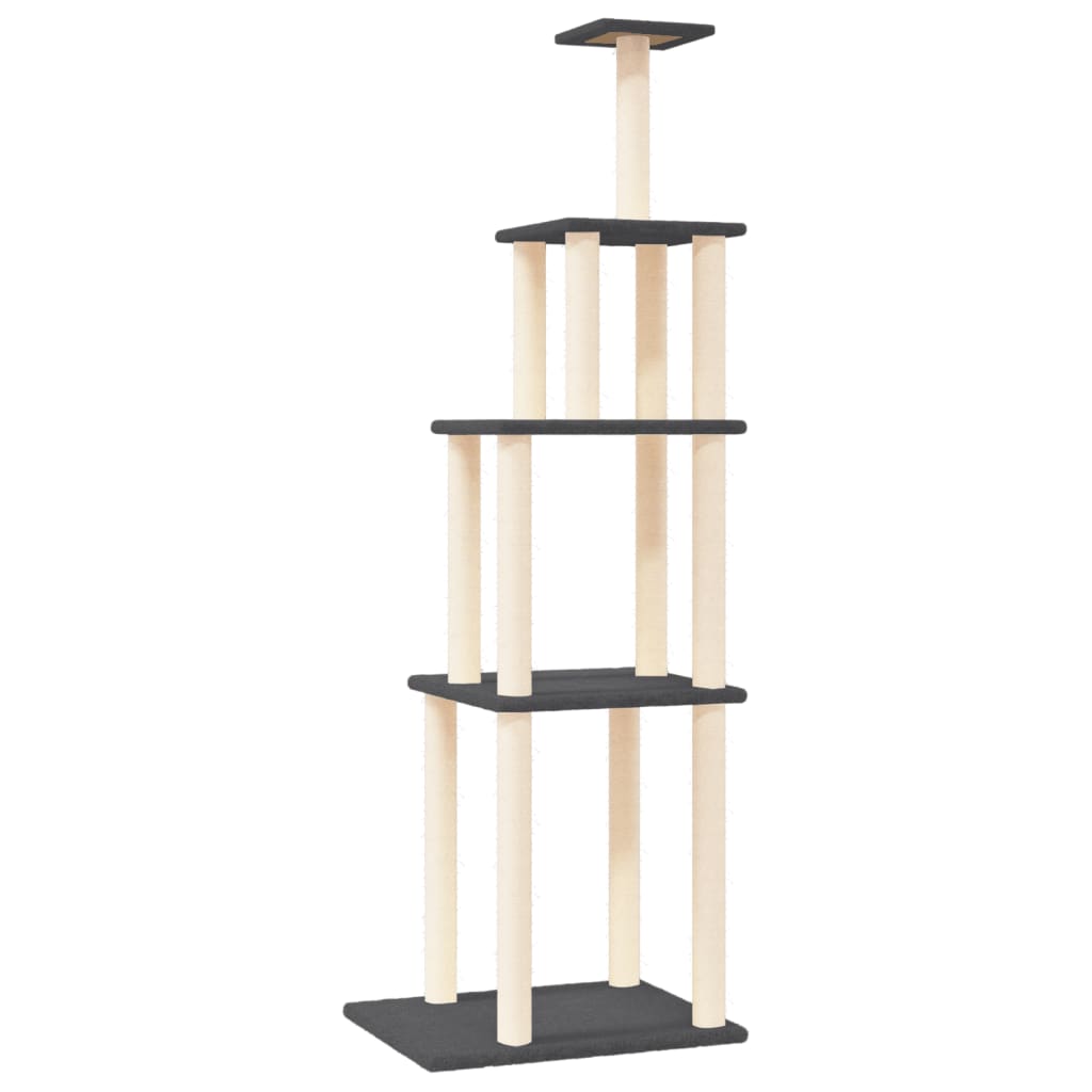 Kratzbaum mit Sisal-Kratzsäulen Creme 183 cm