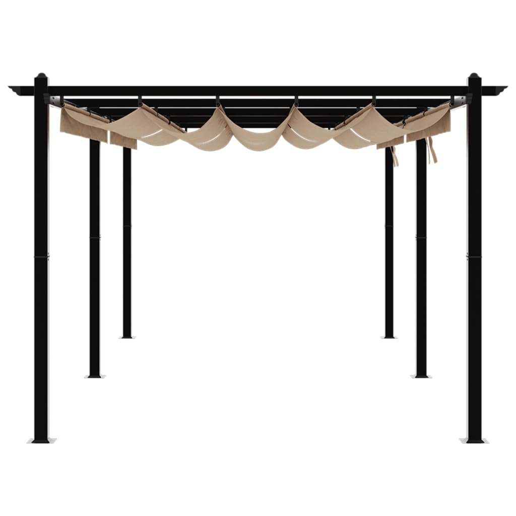 Gartenpavillon mit Ausziehbarem Dach Creme 3x6 m Aluminium