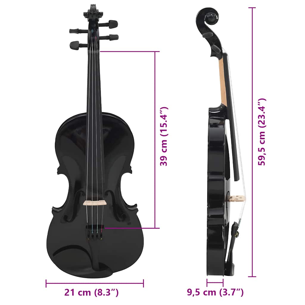 Violine Komplettset mit Bogen und Kinnhalter Dunkles Holz 4/4