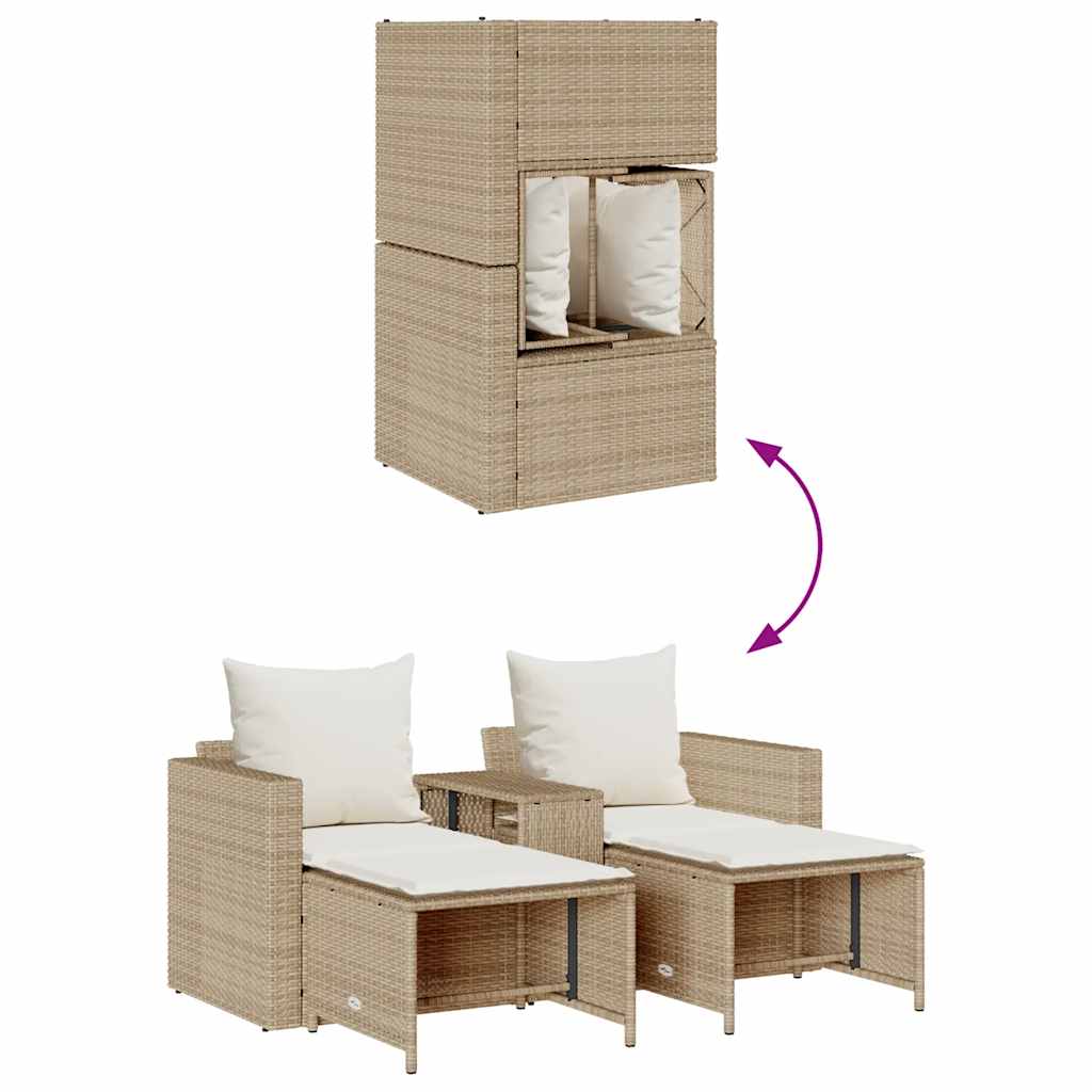 5-tlg. Garten-Sofagarnitur Kissen Stapelbar Schwarz Poly Rattan