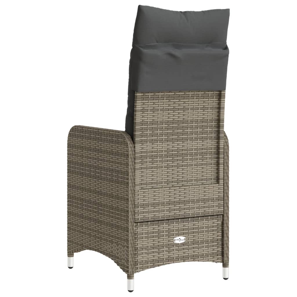 Gartensessel Verstellbar mit Kissen Schwarz Poly Rattan