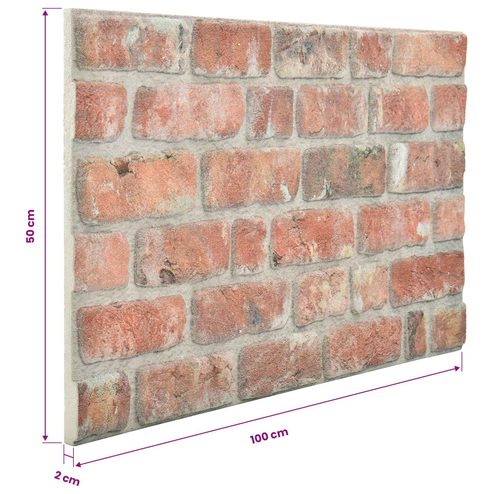 Wandpaneele 10 pcs Ziegel 100 x 50 cm EPS-Schaum