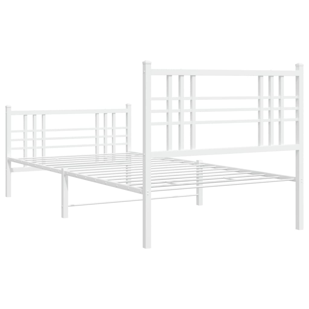 Bettgestell mit Kopf- und Fußteil Metall Schwarz 90x200 cm
