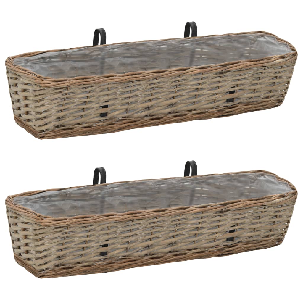 Balkon-Blumentöpfe 2 Stk. Weide mit PE-Auskleidung 40 cm
