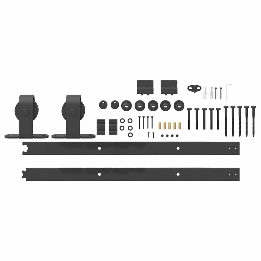Schiebetürbeschlag-Set 183 cm Stahl Schwarz