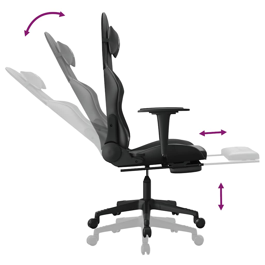 Gaming-Stuhl mit Massagefunktion Schwarz und Blau Kunstleder