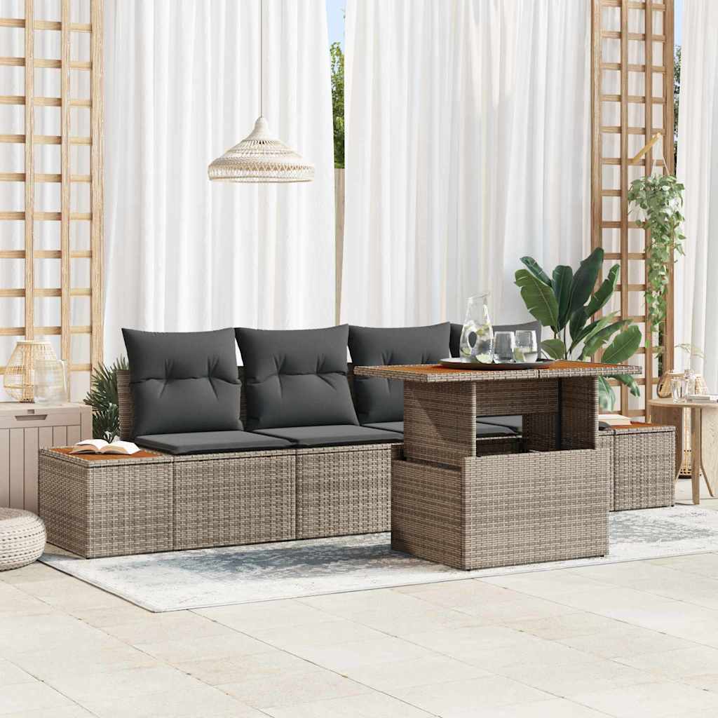 Garten Essgruppe mit Kissen 5 pcs Schwarz und Beige