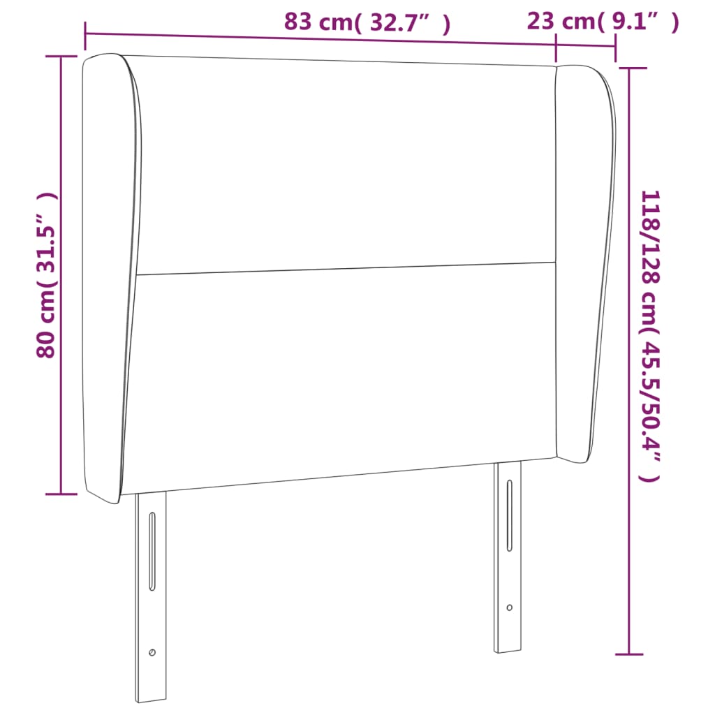 Kopfteil mit Ohren Creme 83x23x78/88 cm Kunstleder