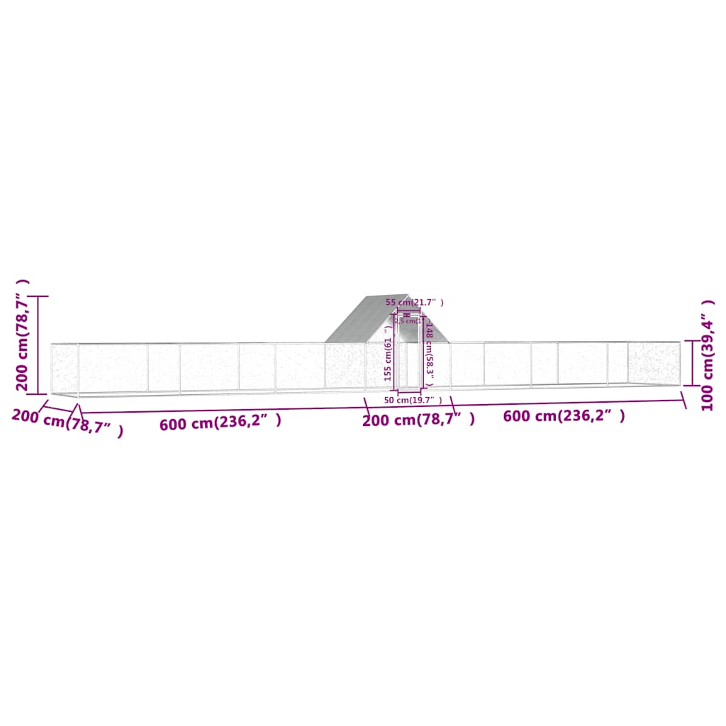 Hühnerstall 3x1x1,5 m Verzinkter Stahl