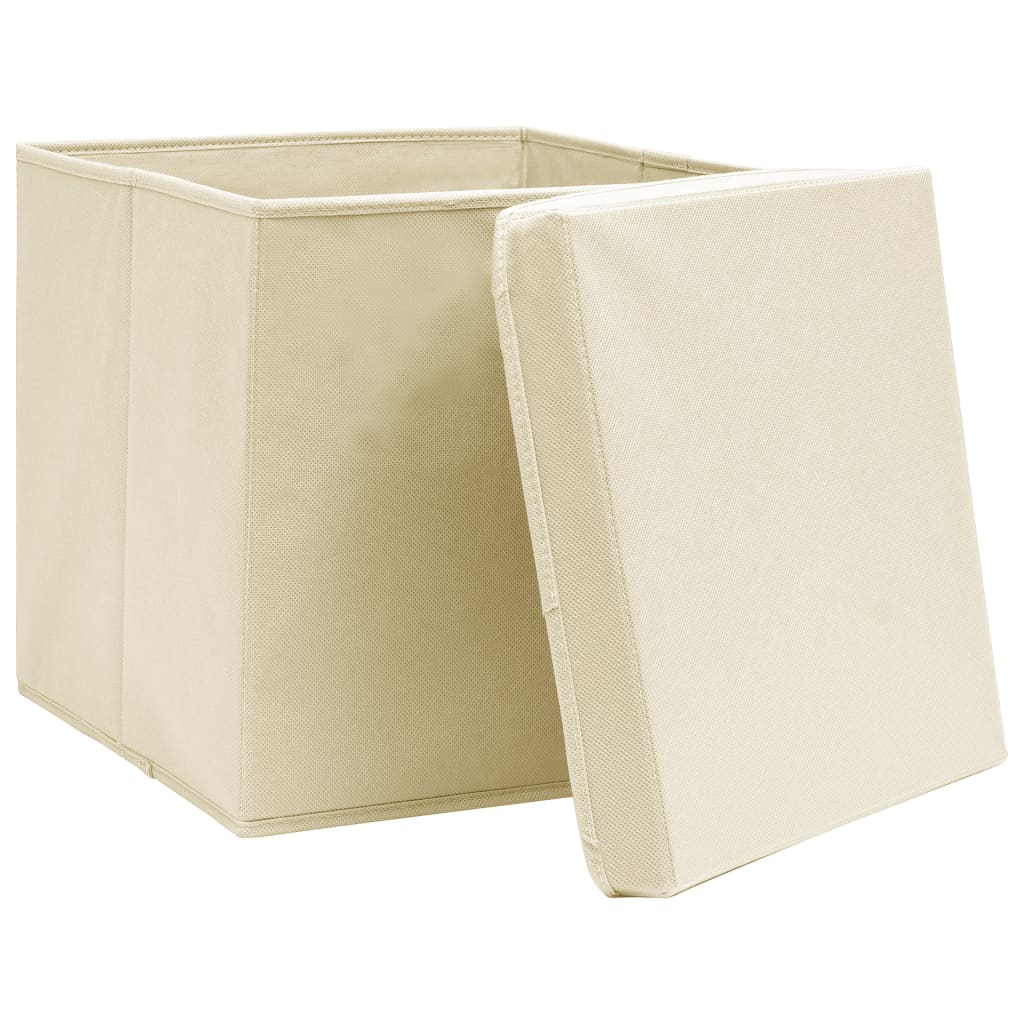 Aufbewahrungsboxen mit Deckeln 10 Stk. 28x28x28 cm Schwarz