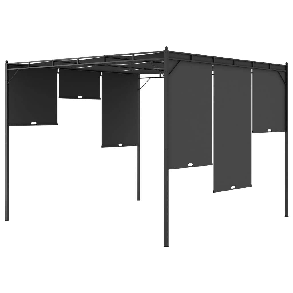 Pavillon 4 x 3 x 2,3 m Grün Polyester und Stahl
