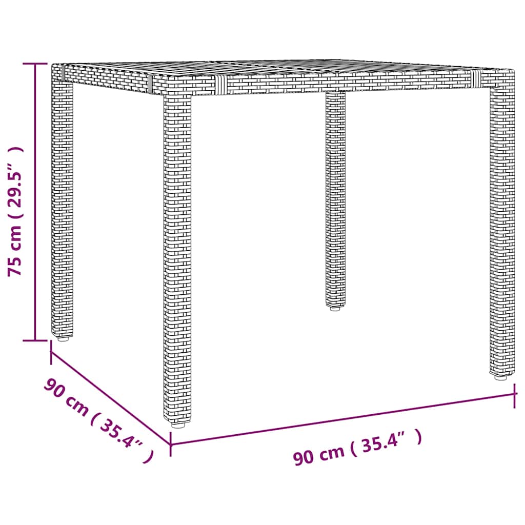 Garten Essgruppe 3 pcs Schwarz und Braun Poly-Rattan